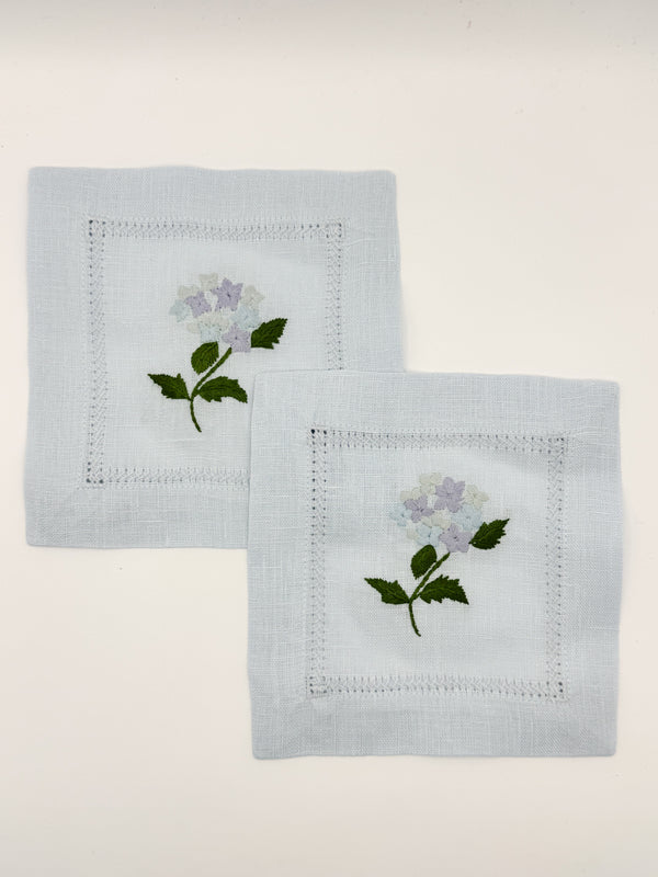Hydrangeas in Blue Cocktail Napkin Set of 4