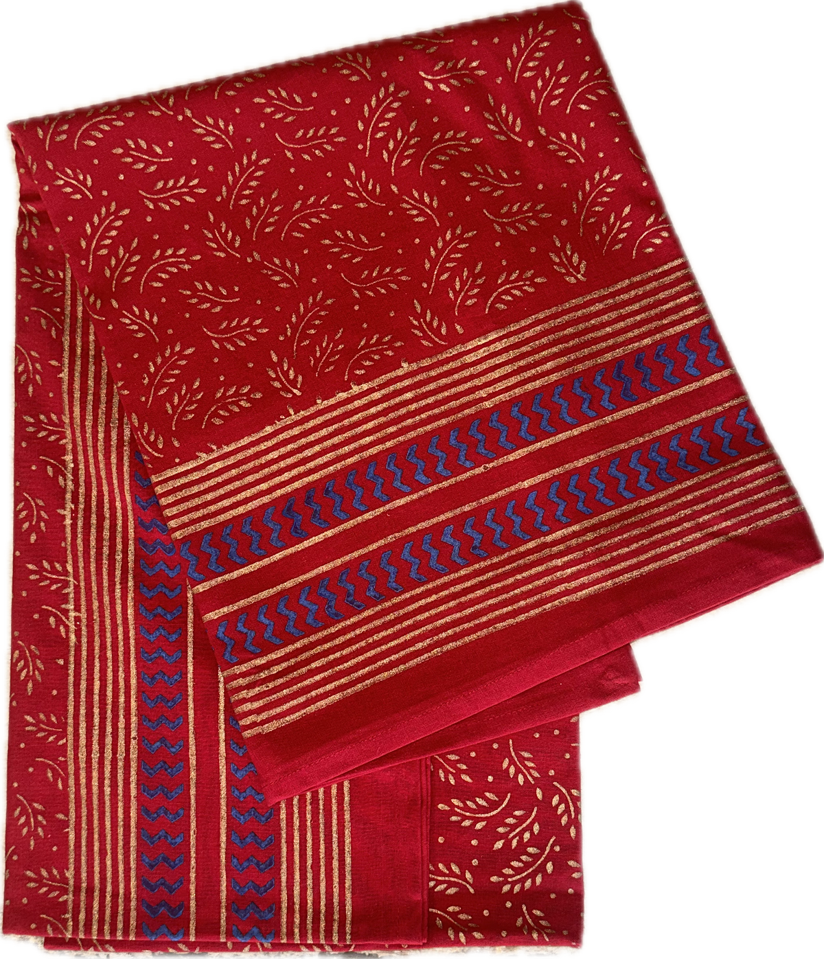 Block Print Square Red and Gold Tablecloth