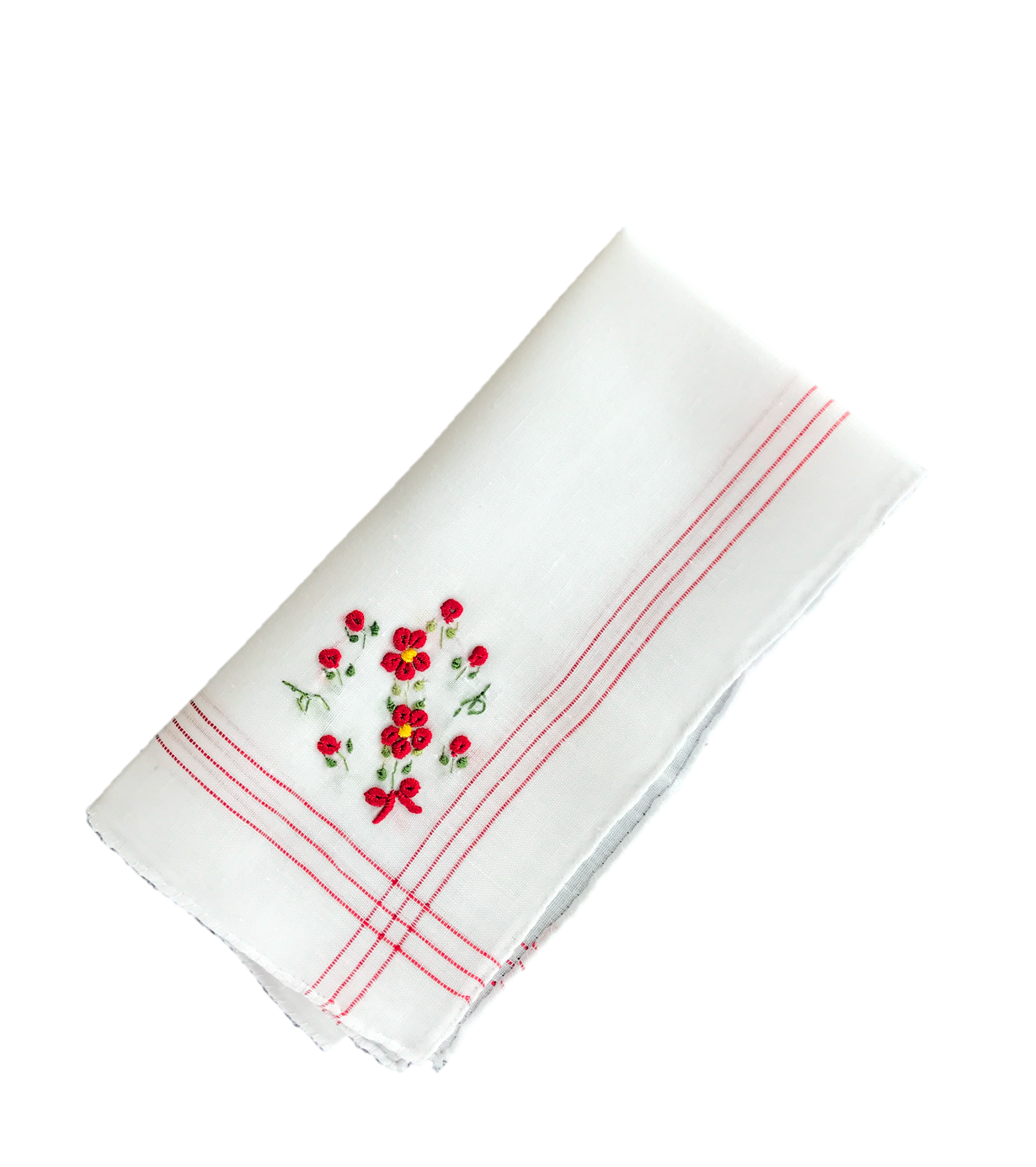 Colorful Handkerchief Collection: Crimson with Flowers
