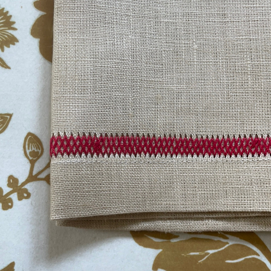 Natural with Red Zig Zag Hand Towel