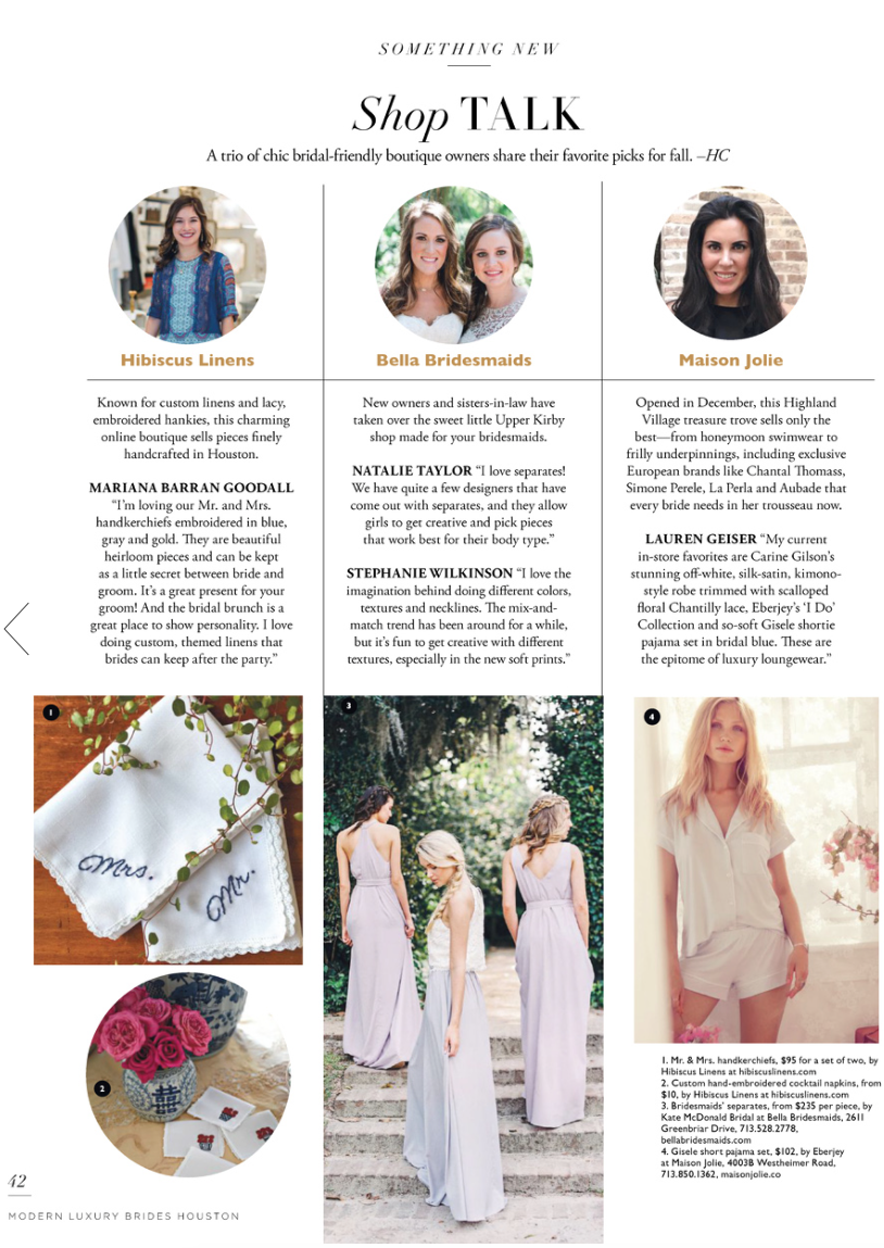 Hibiscus Linens Featured in Modern Luxury Brides Houston
