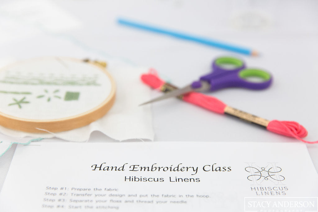 Hand Embroidery Class by Hibiscus Linens