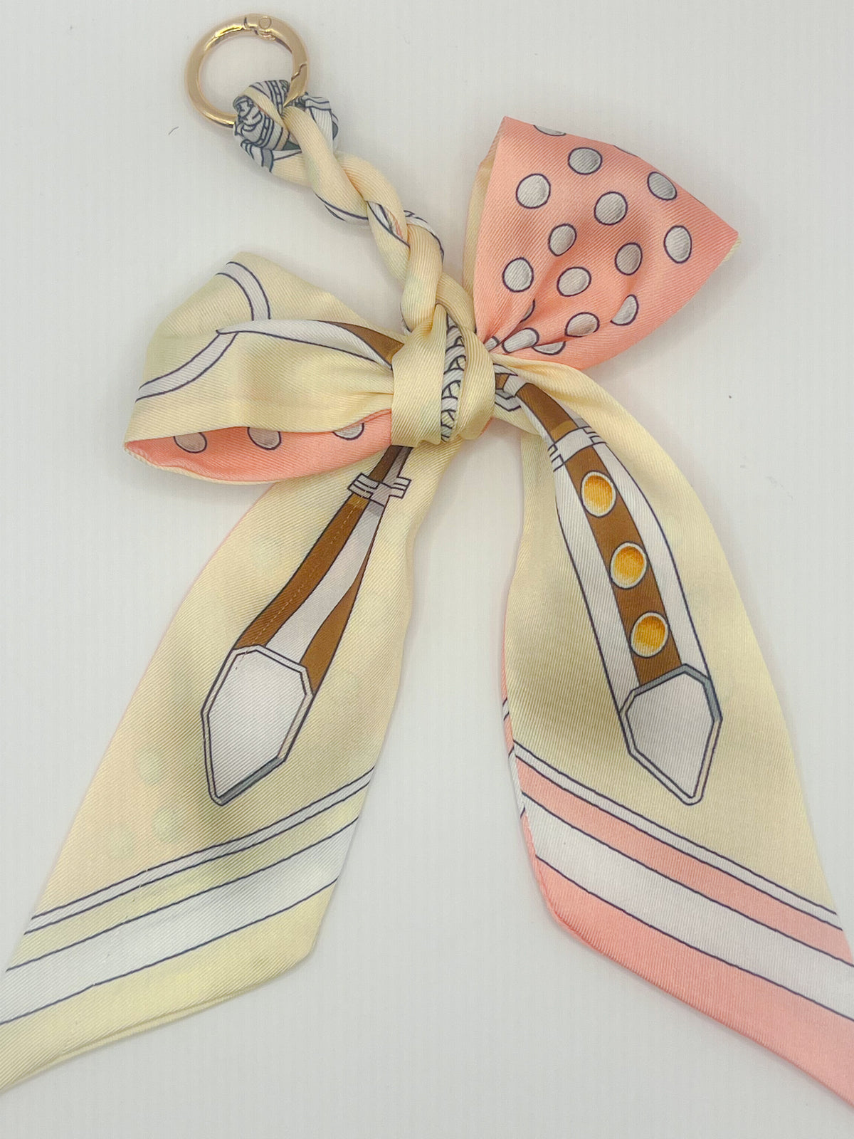 Pastel Polka Dot Equestrian Silk Bow Bag Charm