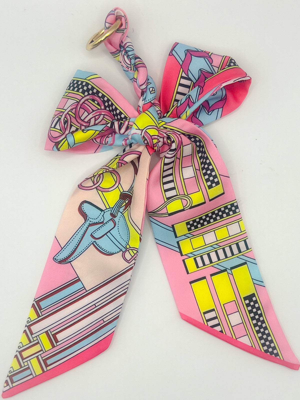 Vibrant Pink Equestrian Silk Bow Bag Charm
