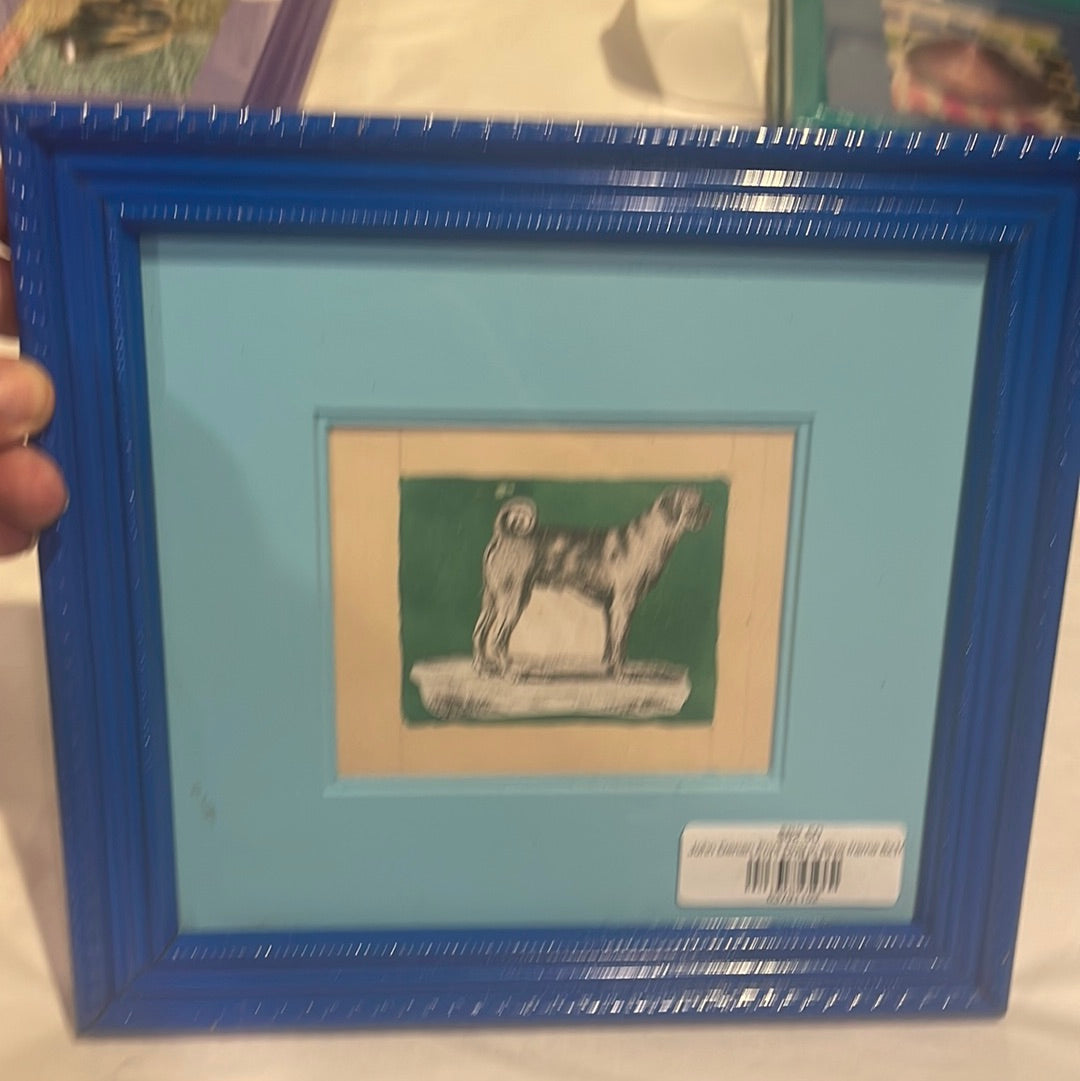 John Derian Print Dog in Blue frame 8x10