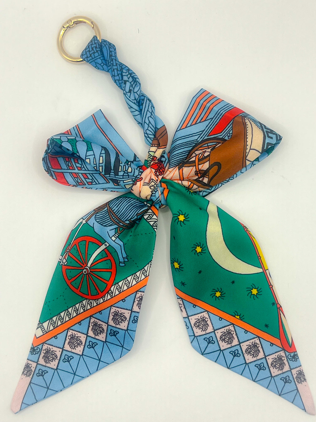 Emerald Carriage Silk Bow Bag Charm