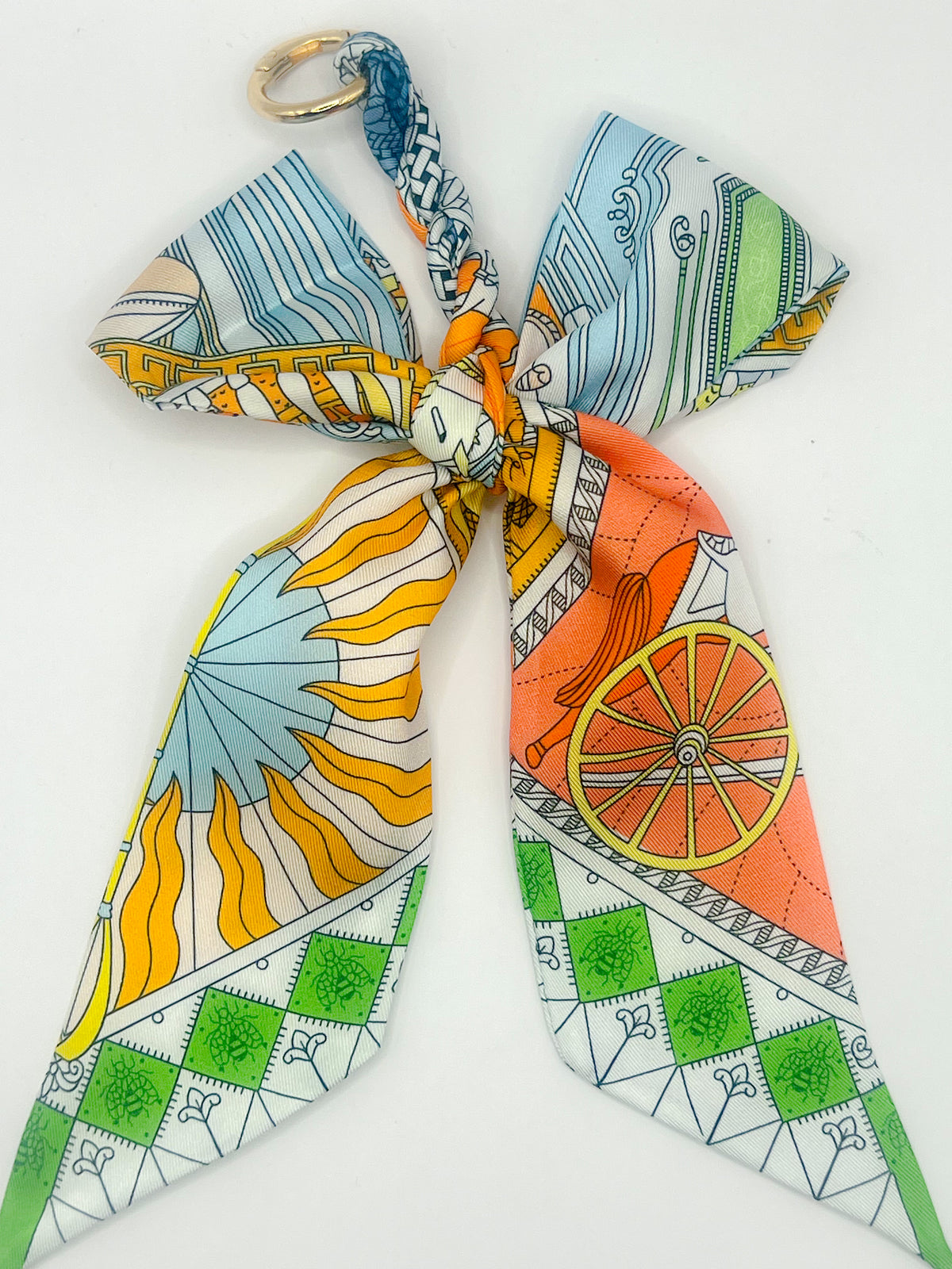 Sunburst Carriage Silk Bow Bag Charm