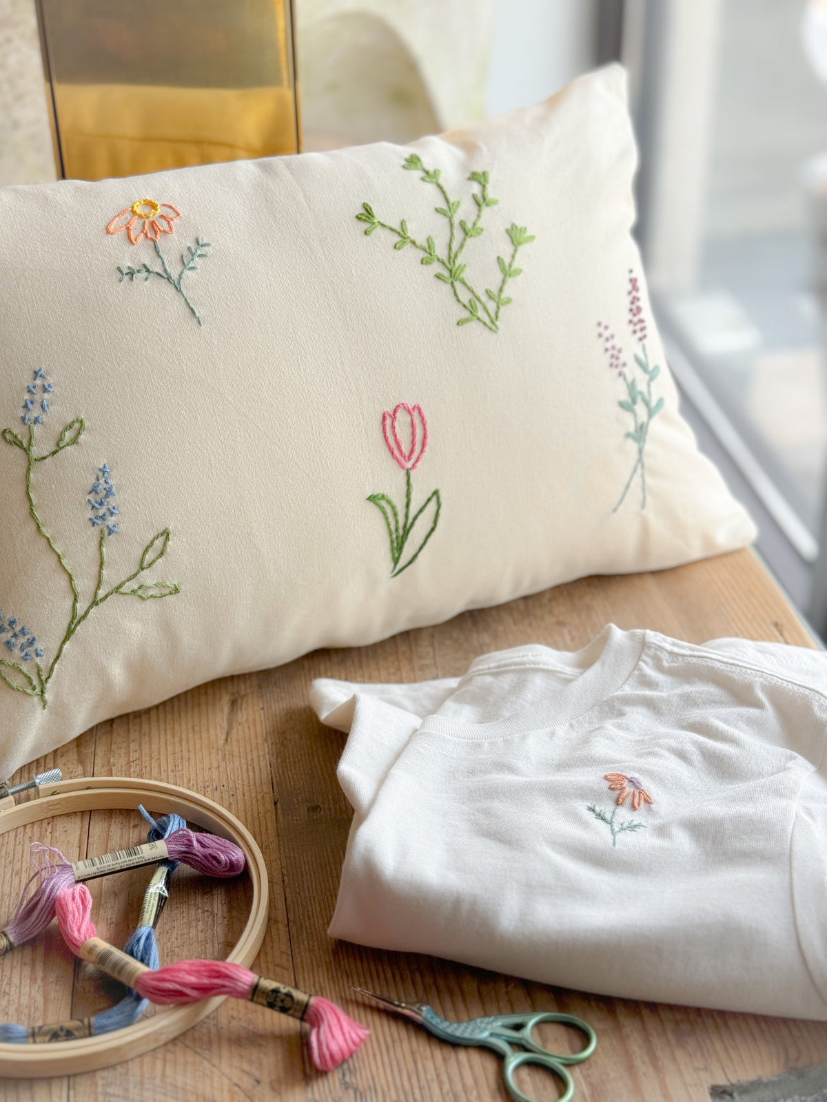June 8th – Houston All day Option Botanical Stitches &amp; Textures Hand Embroidery Class with Hibiscus Linens