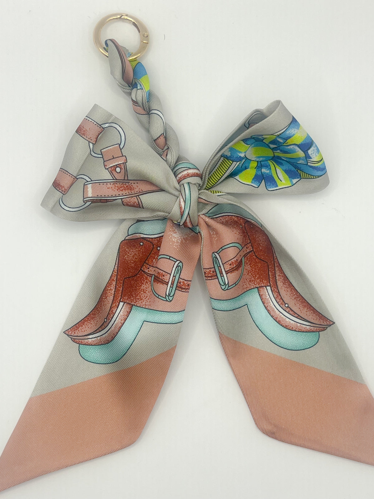 Saddle &amp; Rosette Silk Bow Bag Charm