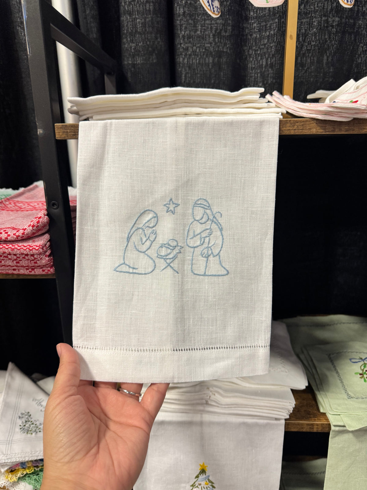 Blue Nativity Hand Towel
