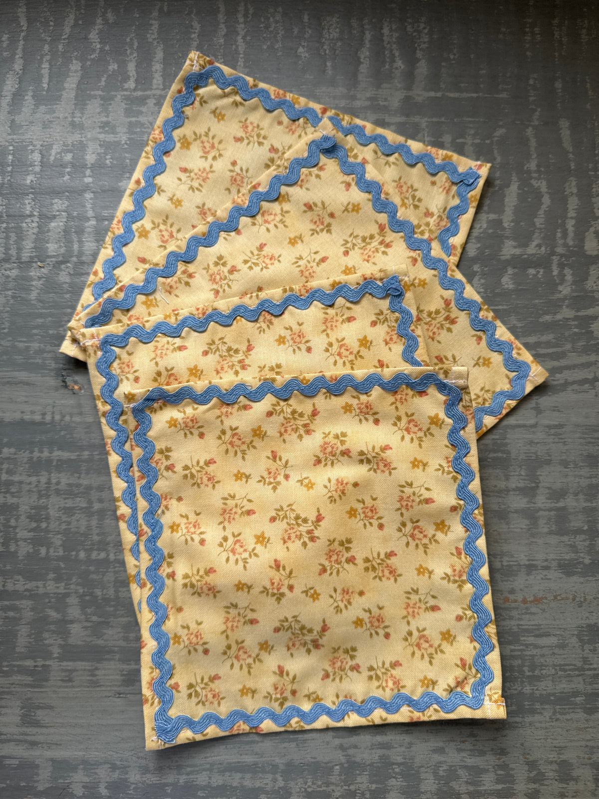 butter and french bkue  cocktial napkin set of 4