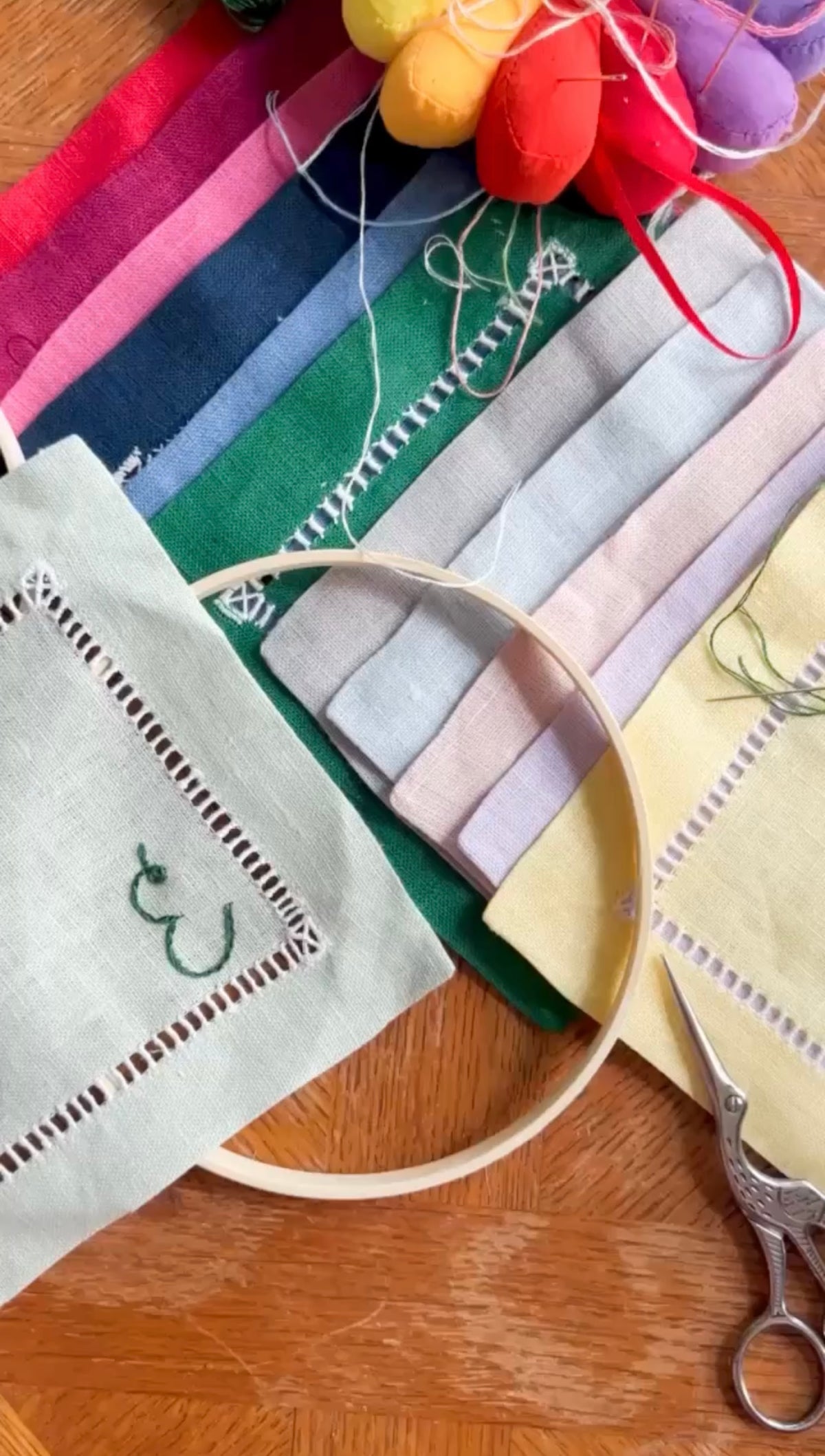 Custom Ladder Stitch Cocktail Napkins Set of 4