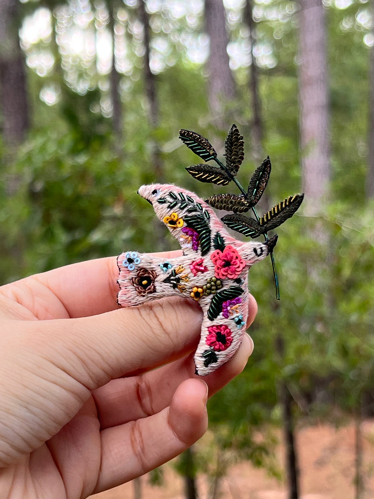 Colorful Dove Brooch