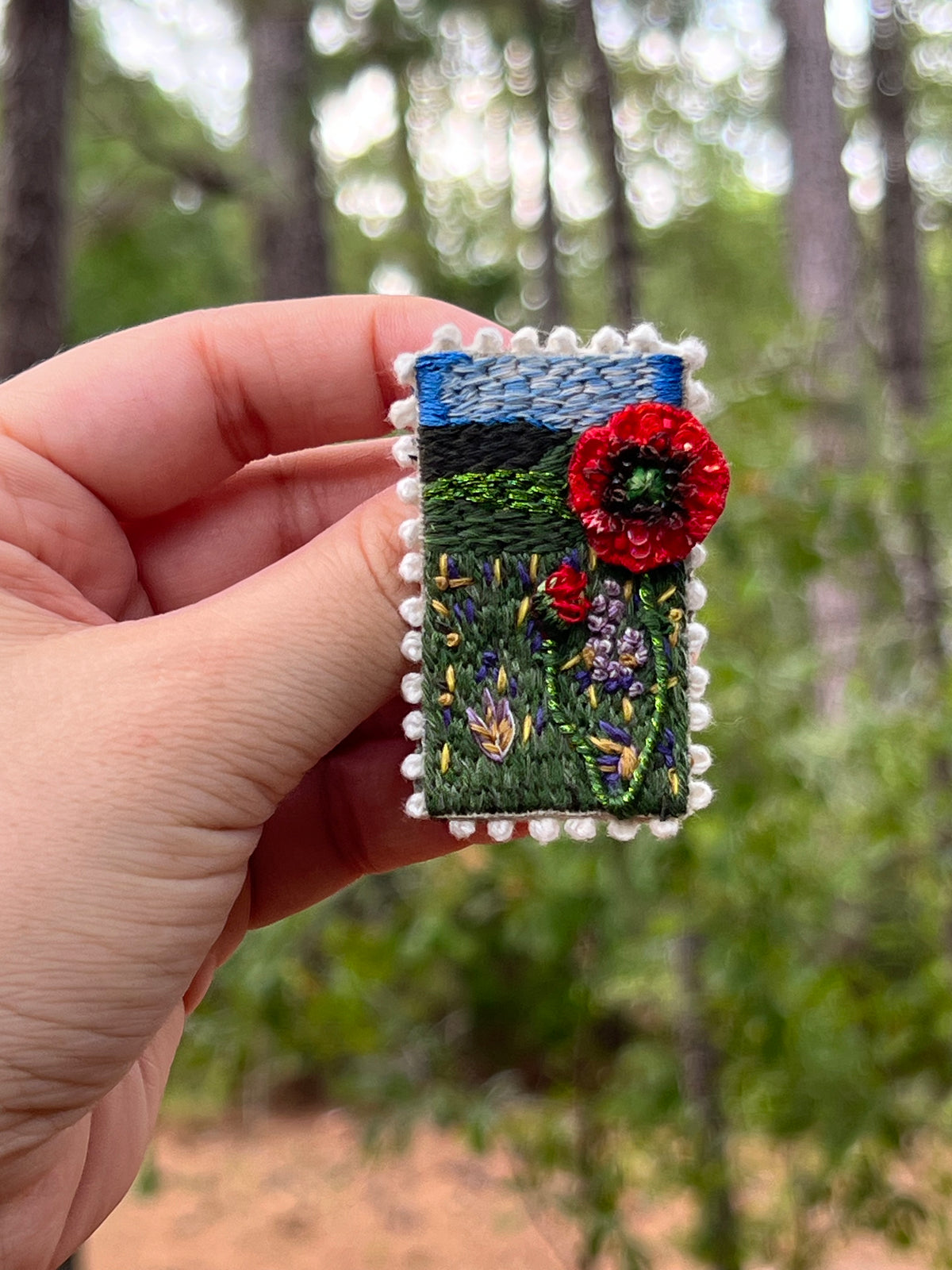 Poppies in garden Brooch