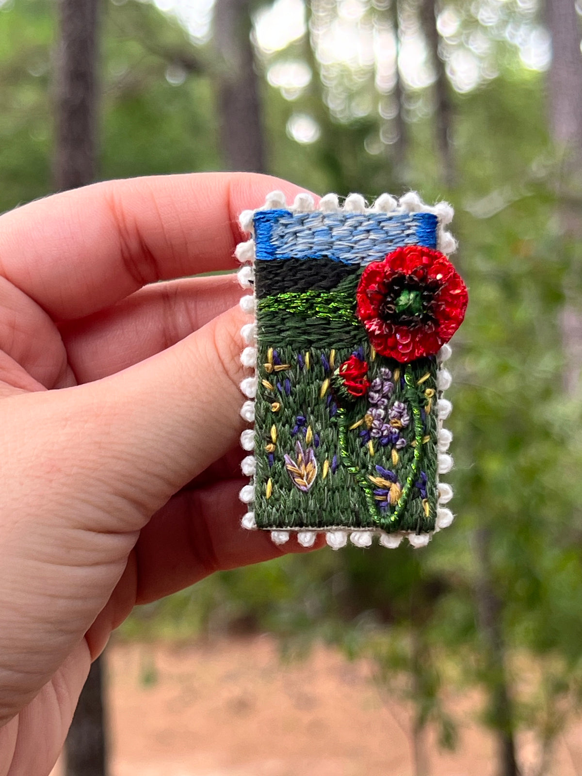 Poppies in garden Brooch