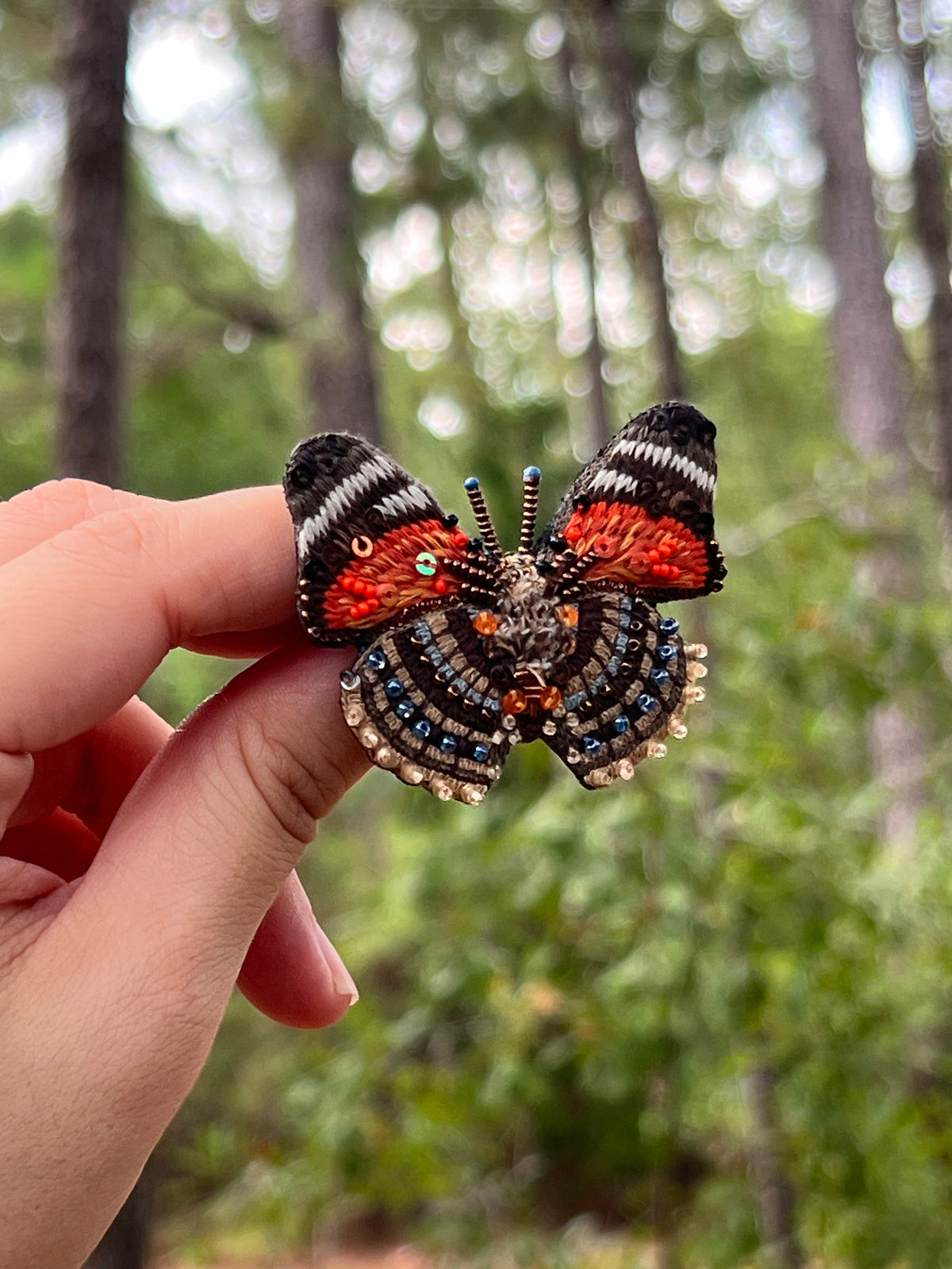 Orange and Black Butterfly Brooch