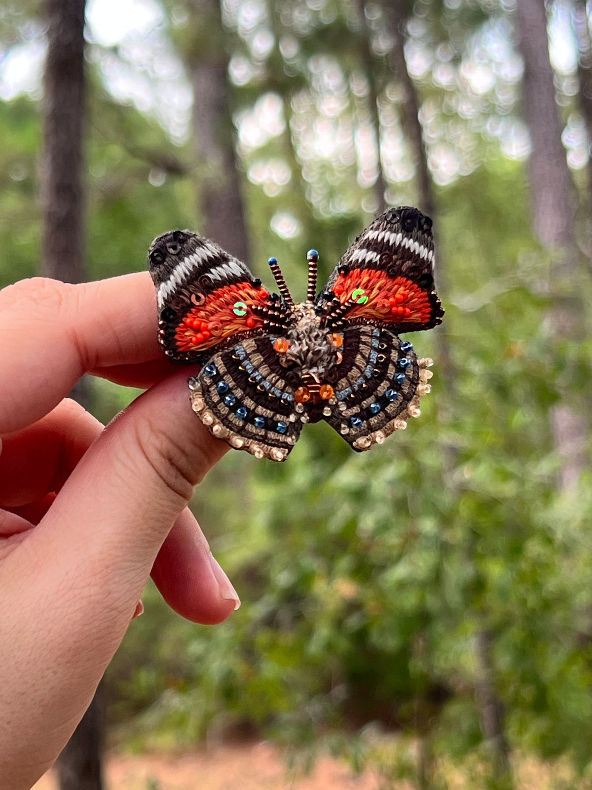 Orange and Black Butterfly Brooch