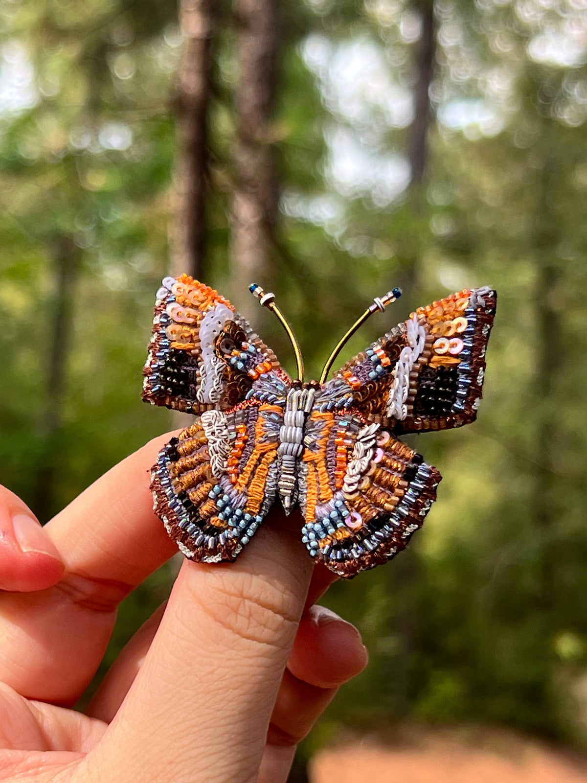 Orange and blue Butterfly Brooch