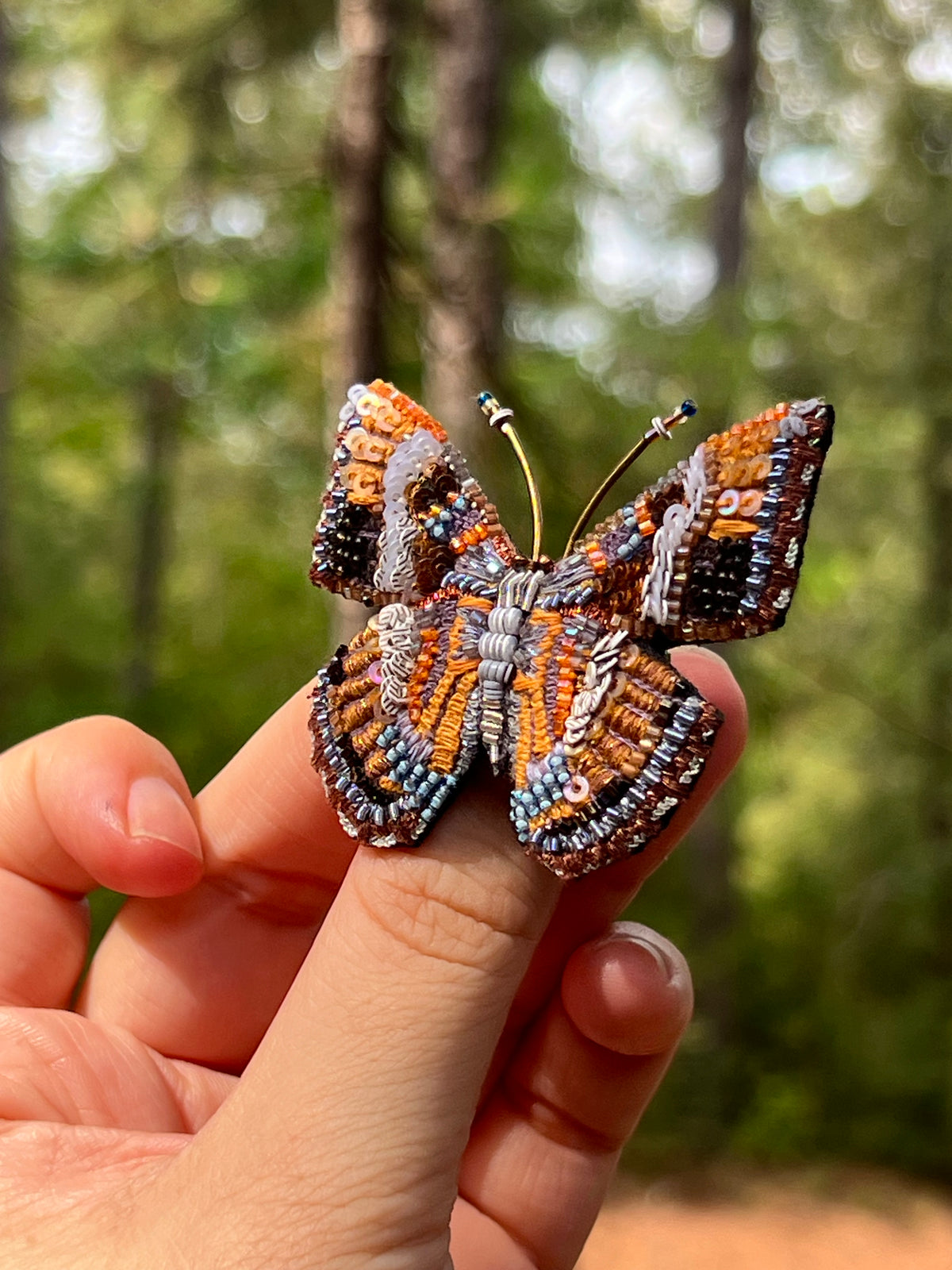 Orange and blue Butterfly Brooch