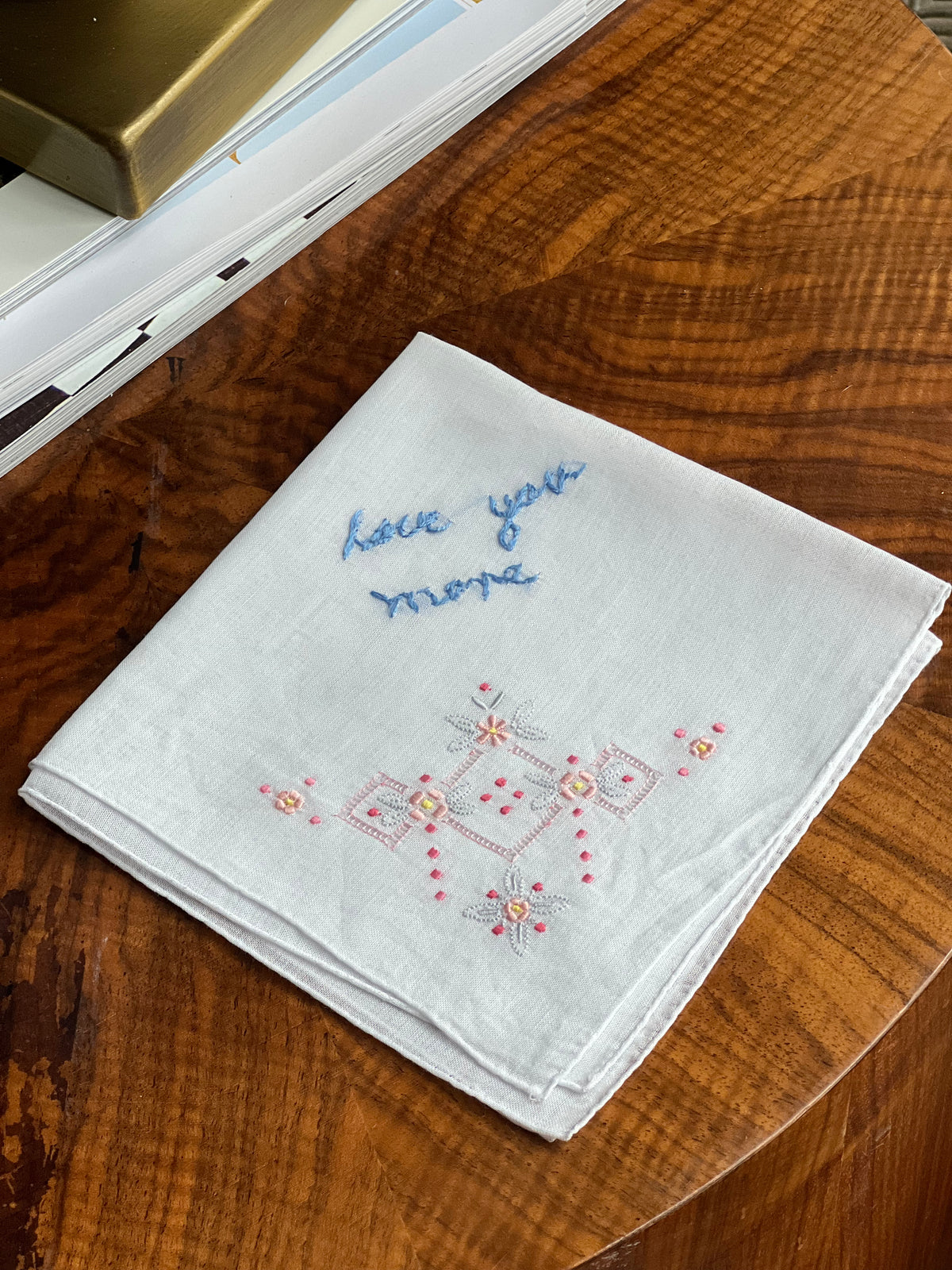Love you more on Vintage European Hankie