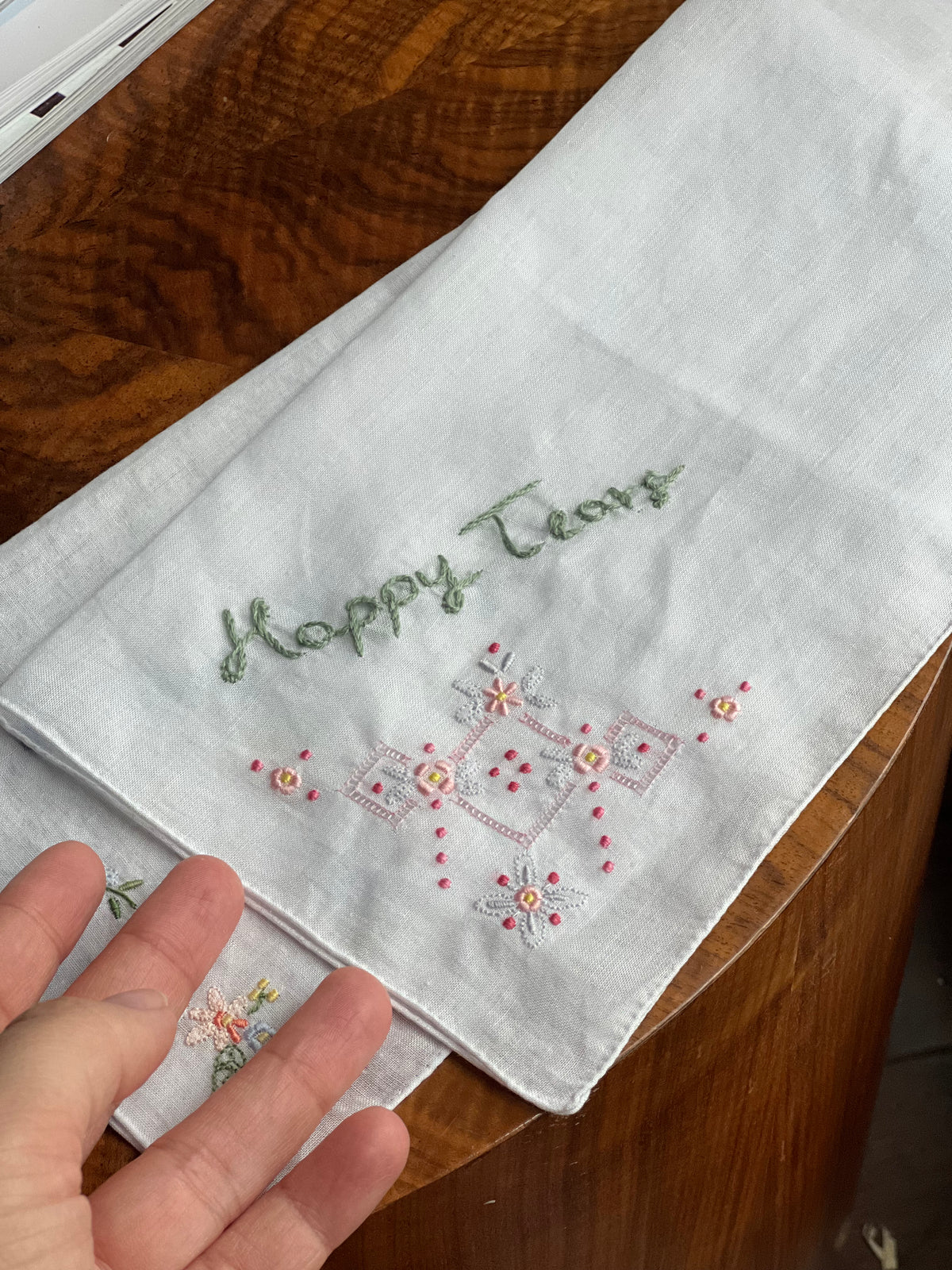 Happy Tears on Vintage European Hankie