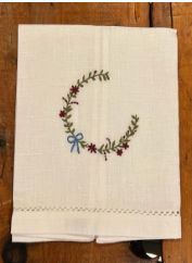 Crescent Ivy with blue bow towel