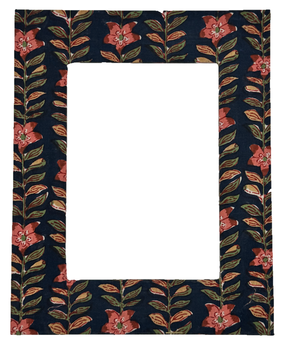 Navy, Cranberry Flowers Fabric Wrapped Mat (2 Sizes Available)
