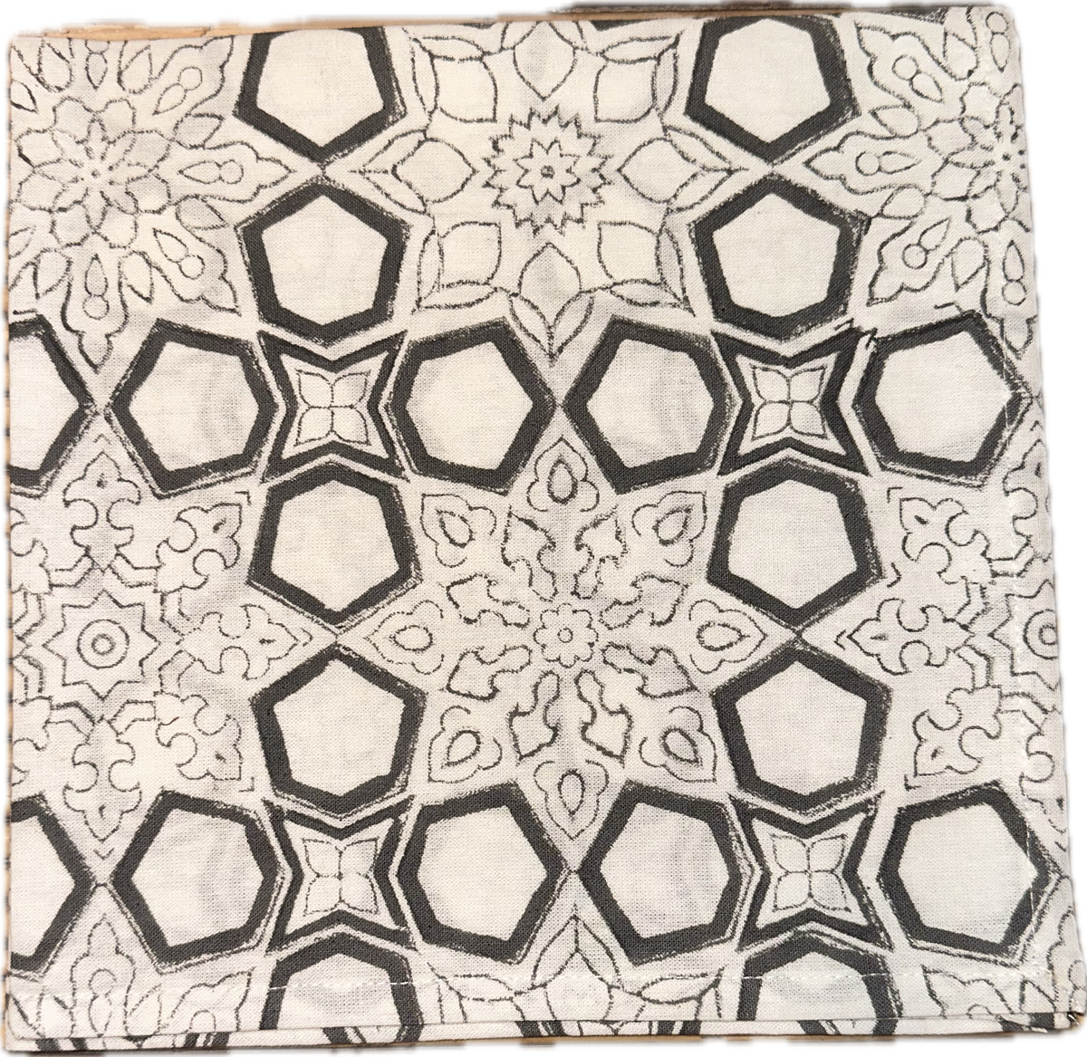 Block Print Grey Geometrical Cloth Napkin