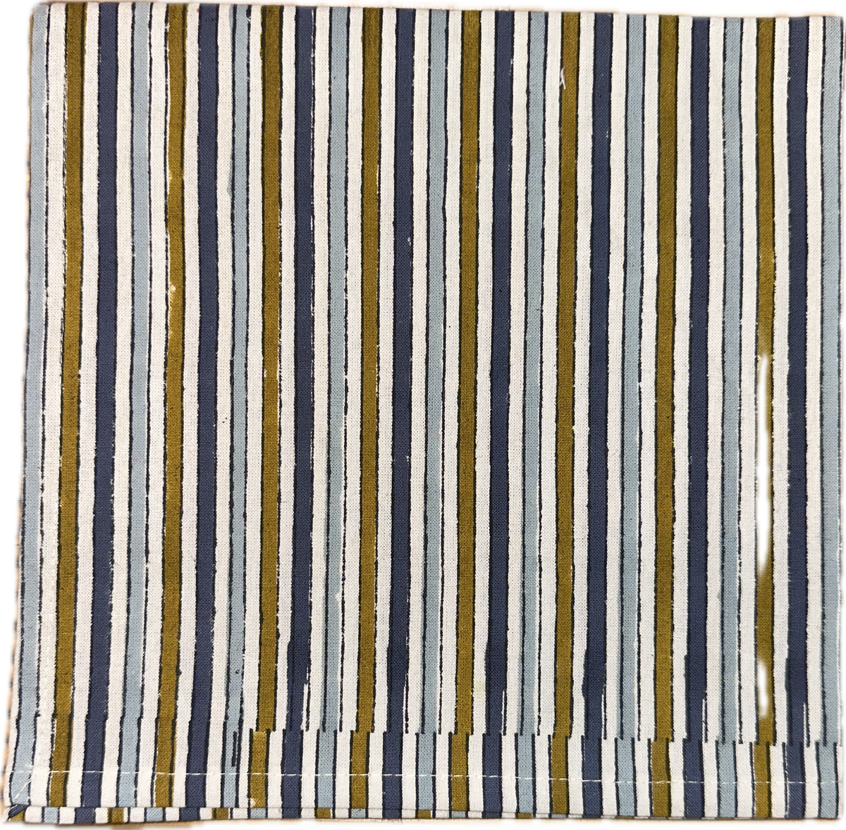Block Print Blue and Gold Stripe Cloth Napkin