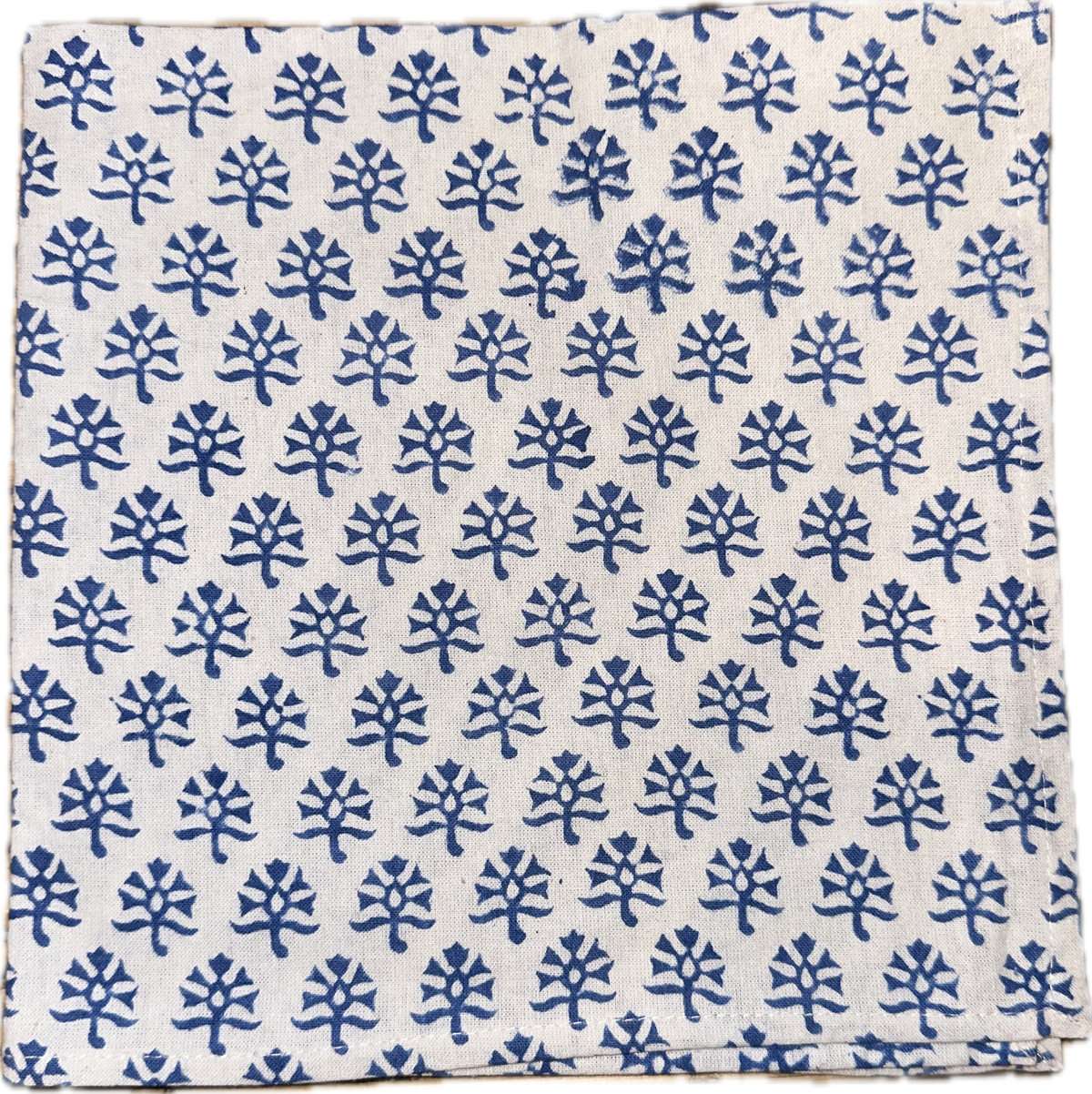 Block Print Blue Leafy Cloth Napkin