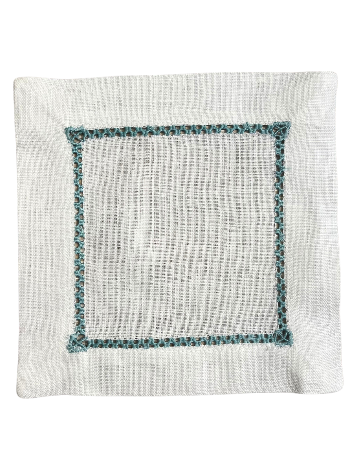 Hemstitch Cocktail Napkin - Teal