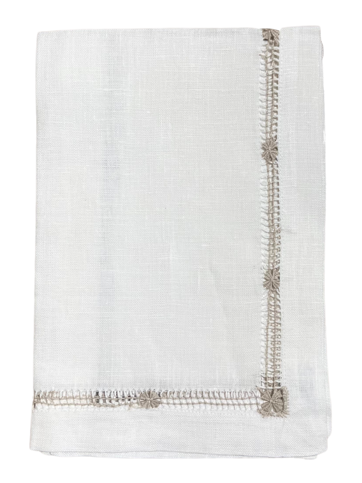 Bone Flower Hemstitch Dinner Napkin