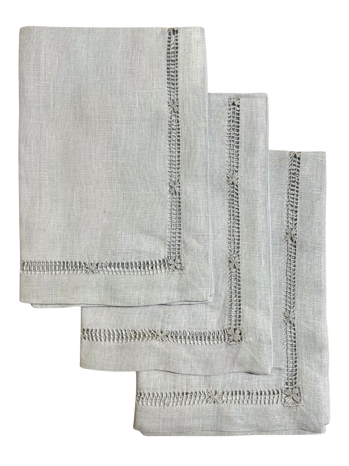 Flower Hemstitch Dinner Napkin - Plain Sky Blue