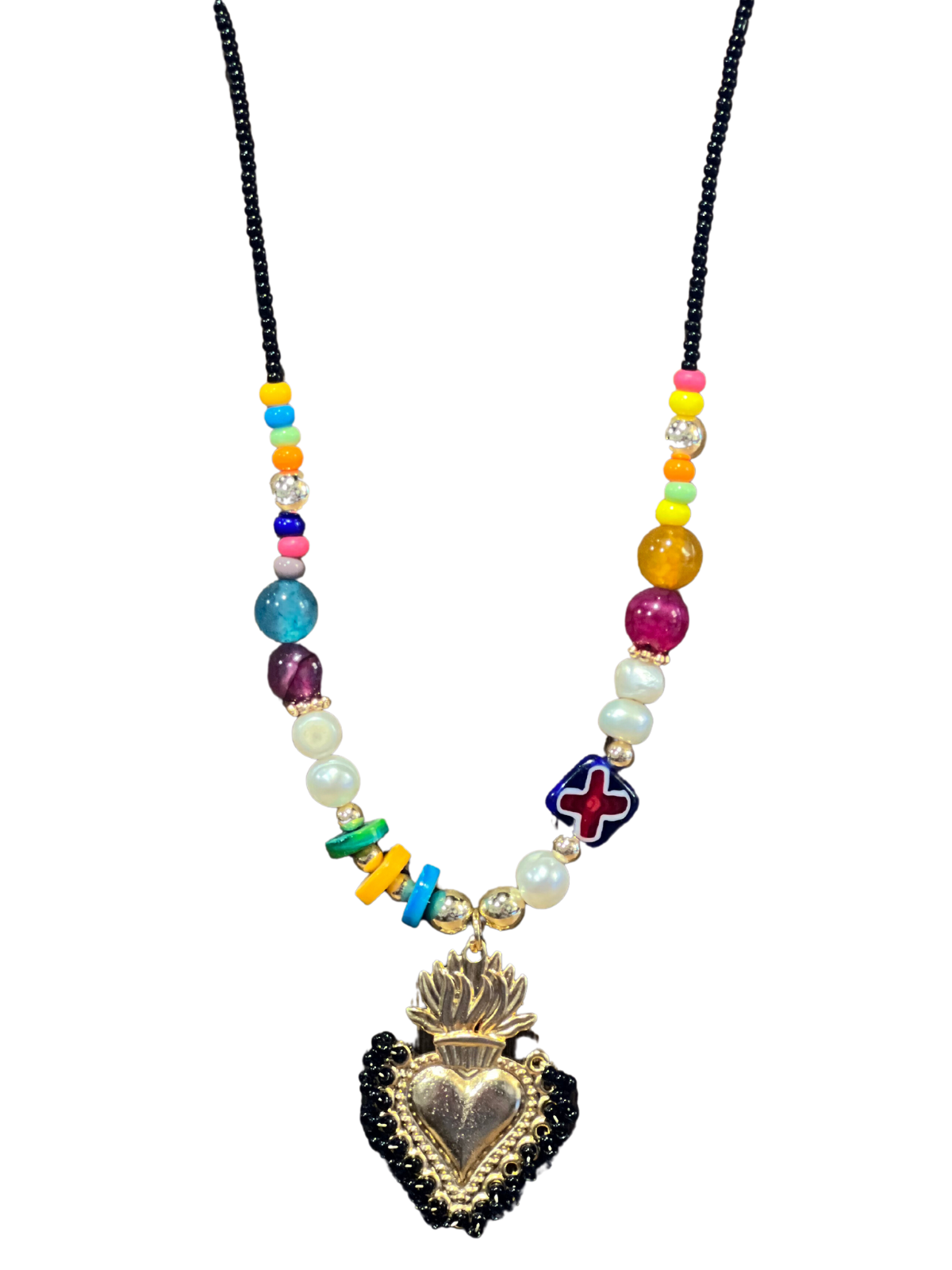 Sacred Heart Necklace - Black