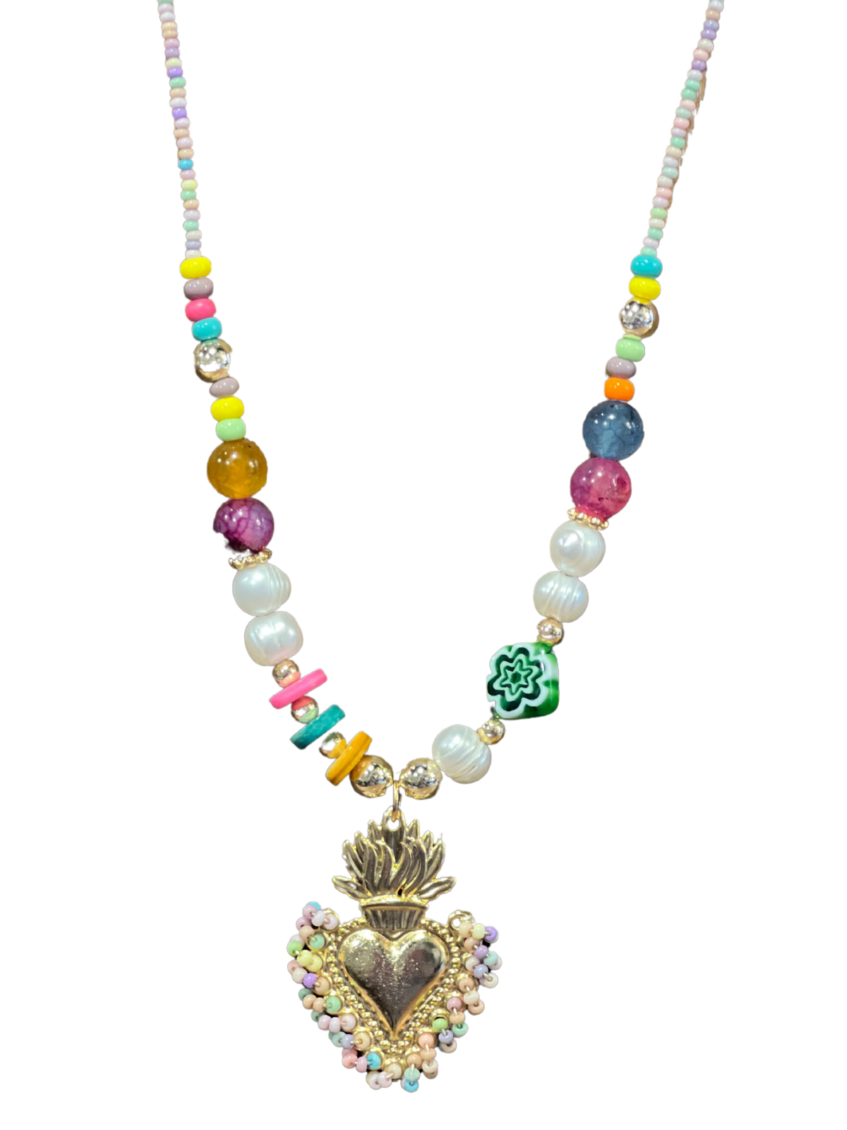 Sacred Heart Necklace - Pastels