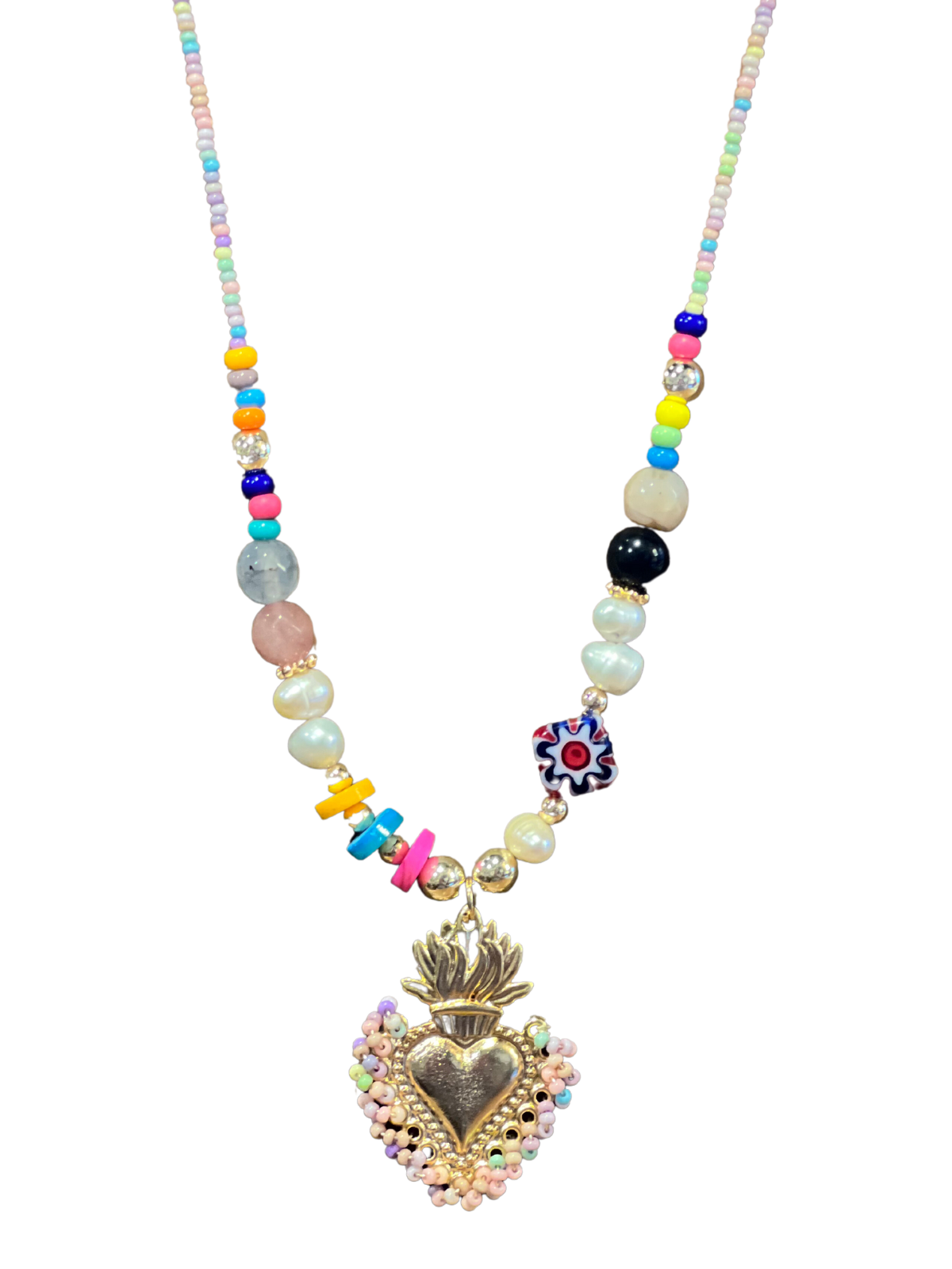 Sacred Heart Necklace - Pastels