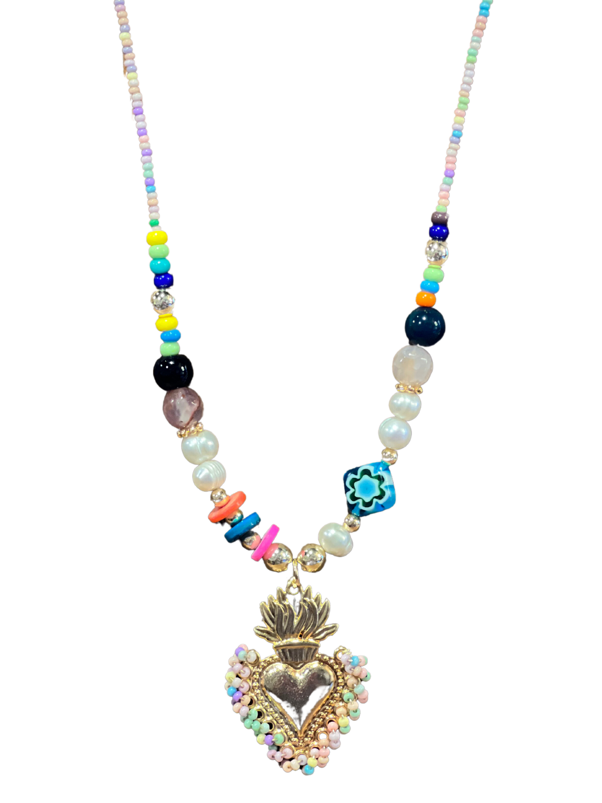 Sacred Heart Necklace - Pastels