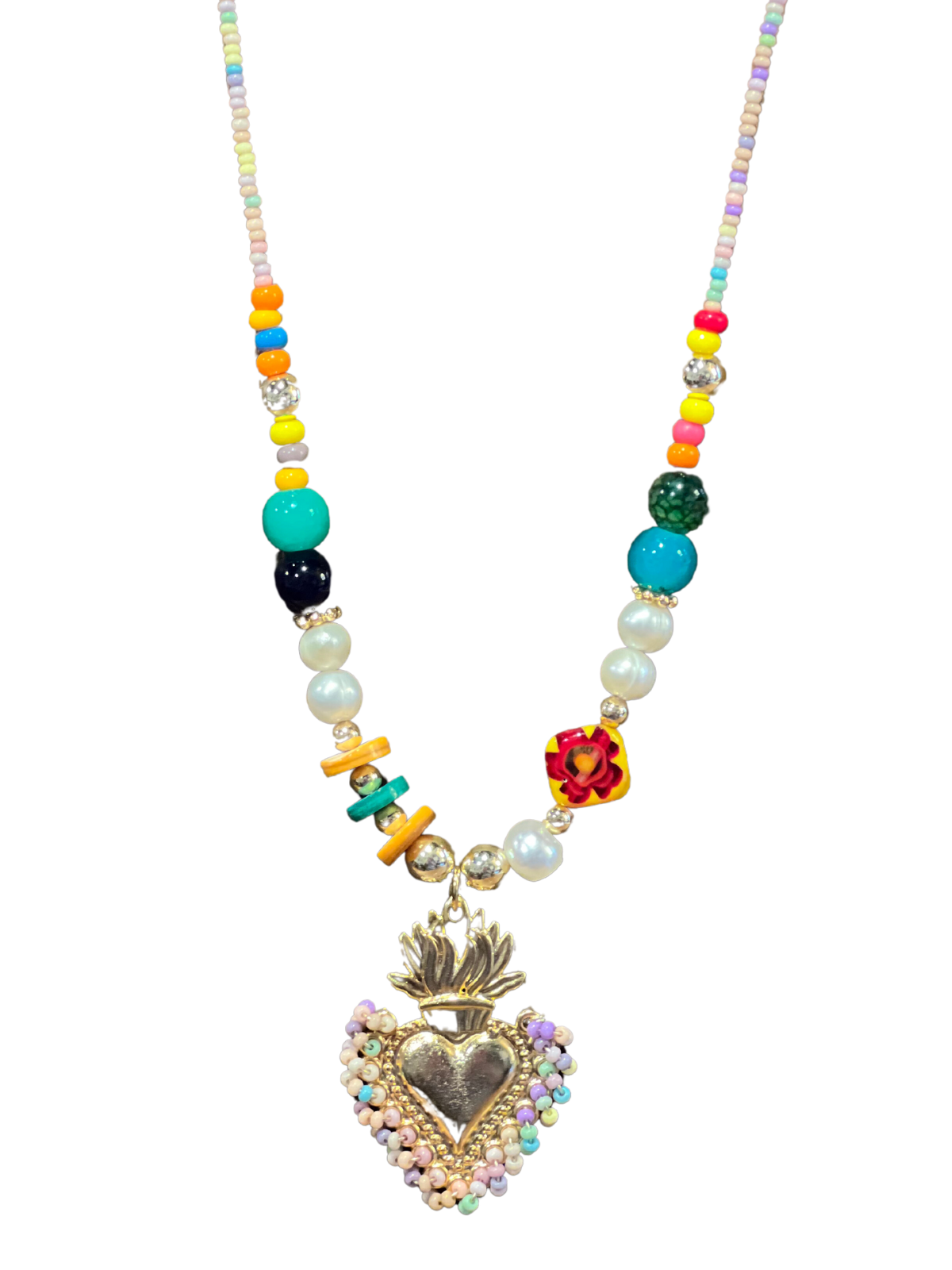 Sacred Heart Necklace - Pastels