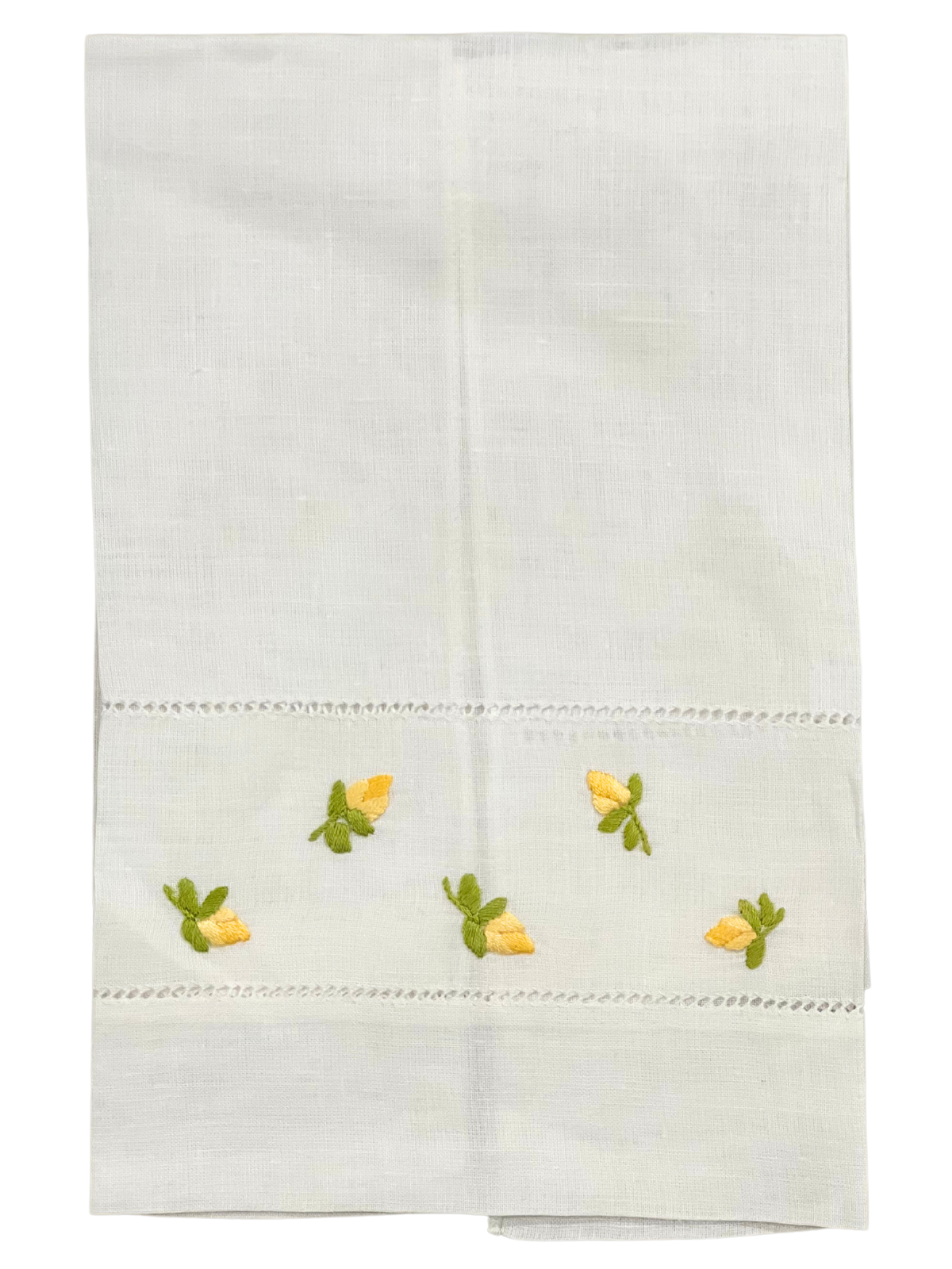 Hand Towel - Yellow stitched flowers