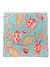Block Print Red Dahlias in Turquoise Tablecloth Napkin