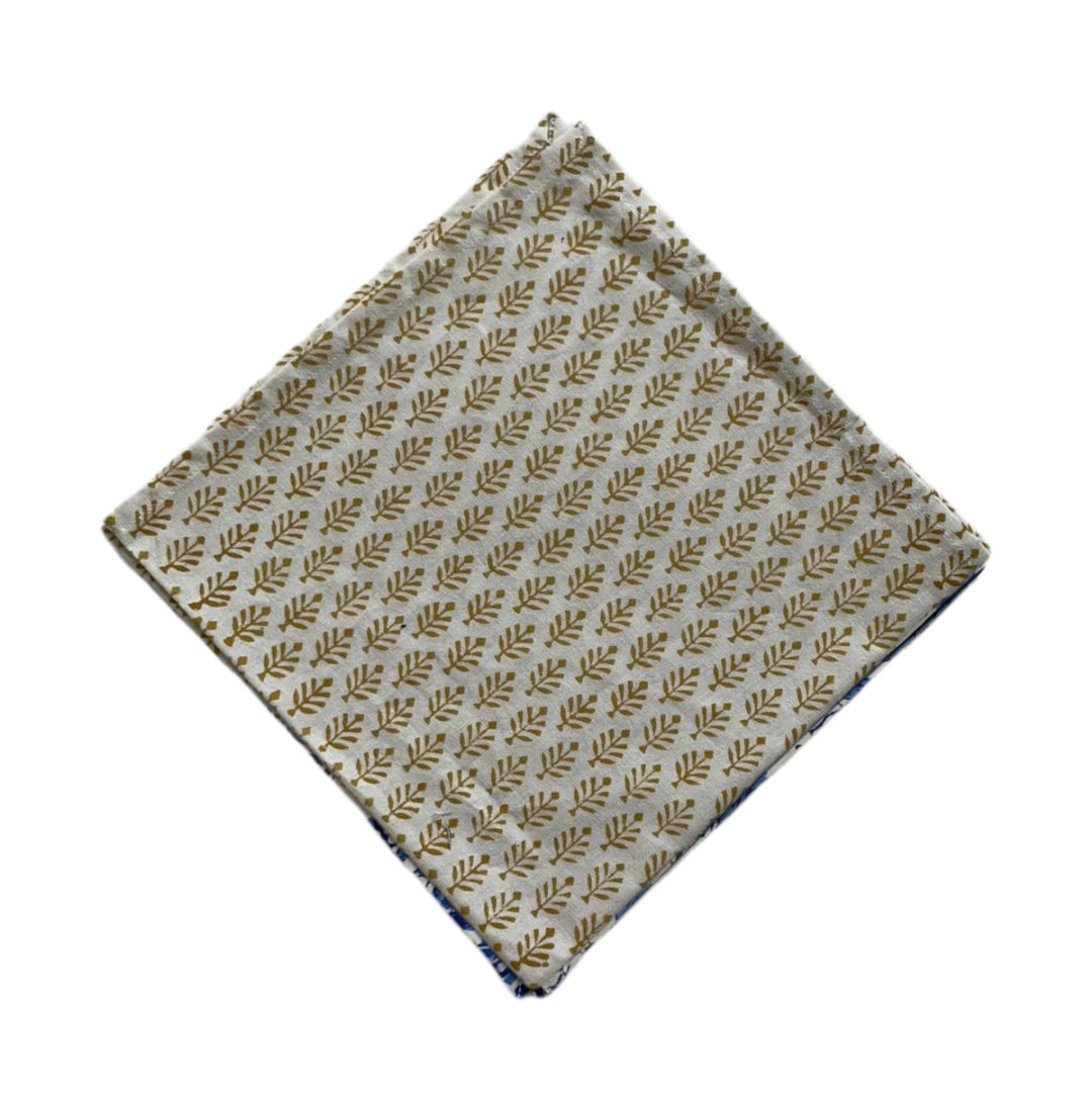 Block Print Napkin In Leaf Mustard