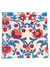 Block Print Red and Blue Blooms Tablecloth Napkin