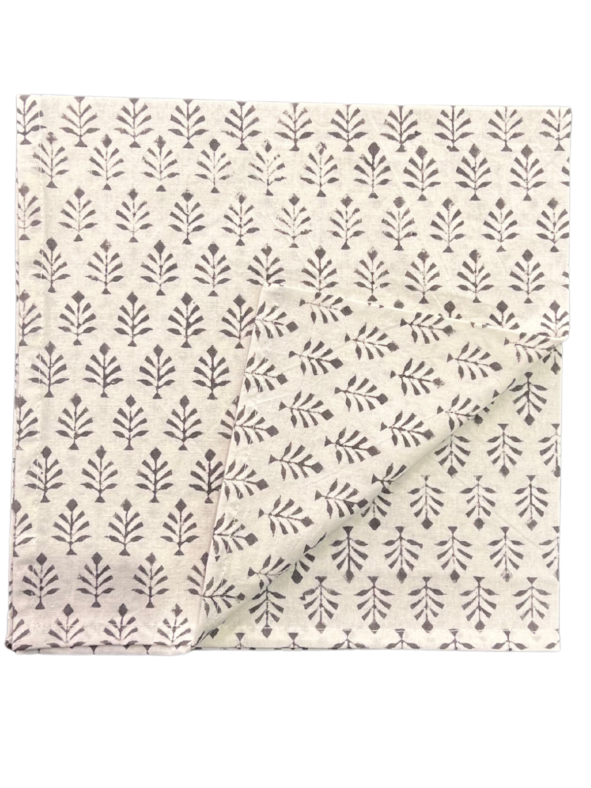 Gray Leaf Blockprint Cloth Napkin