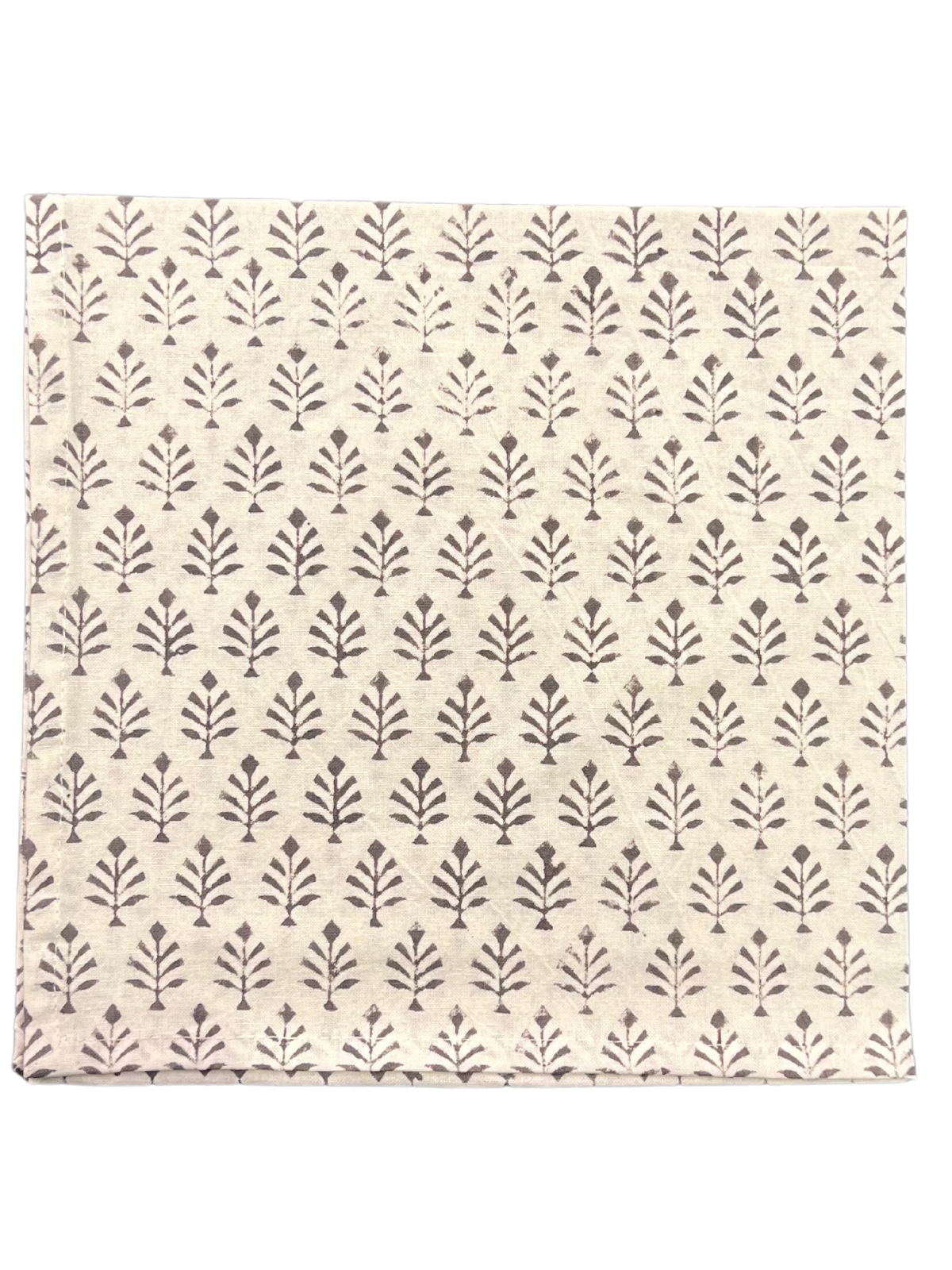 Gray Leaf Blockprint Cloth Napkin