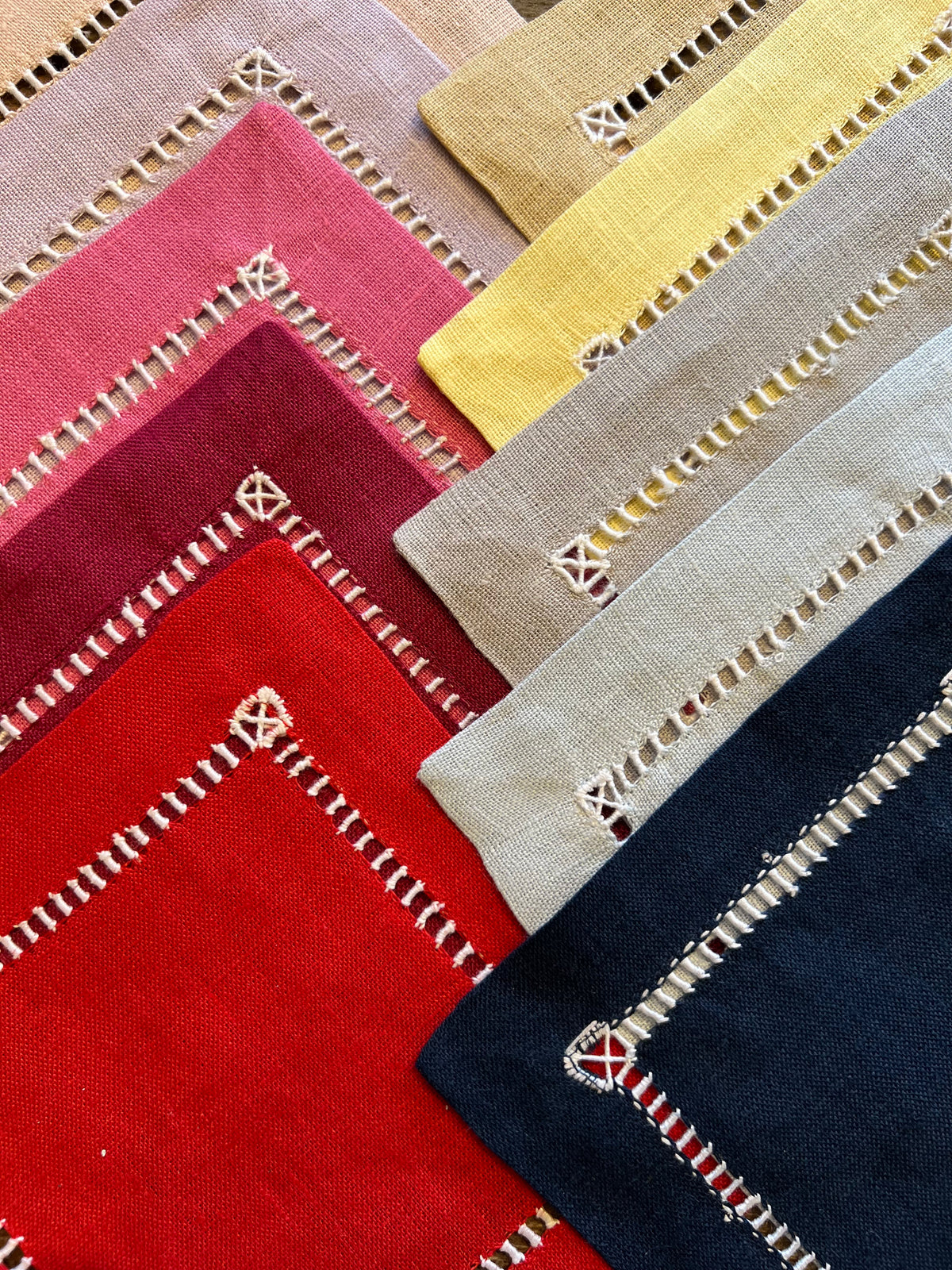 Custom Ladder Stitch Cocktail Napkins Set of 4