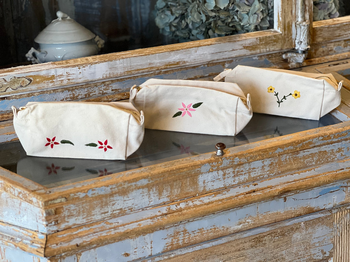 Small Embroidered Cosmetic Bag