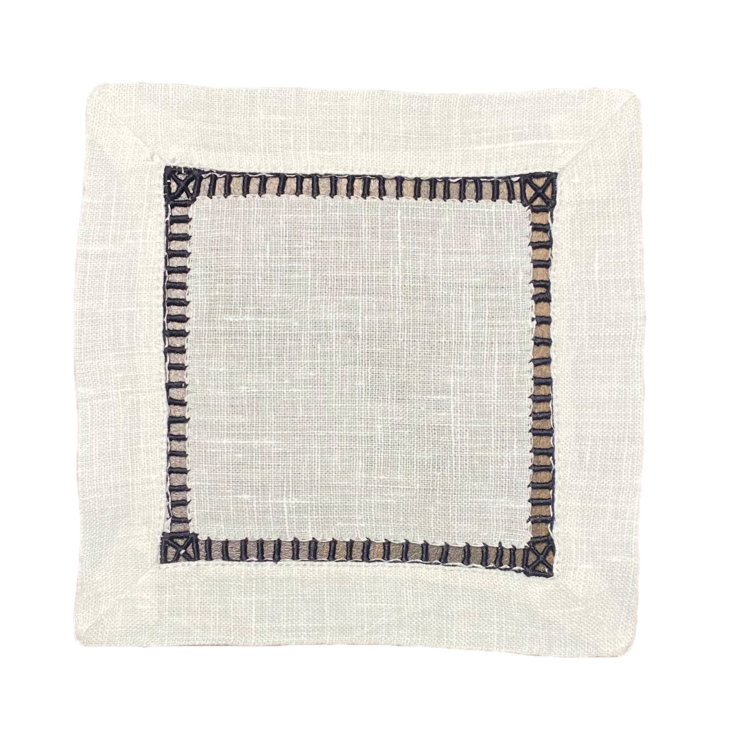 Black Ladder Stitch Cocktail Napkin