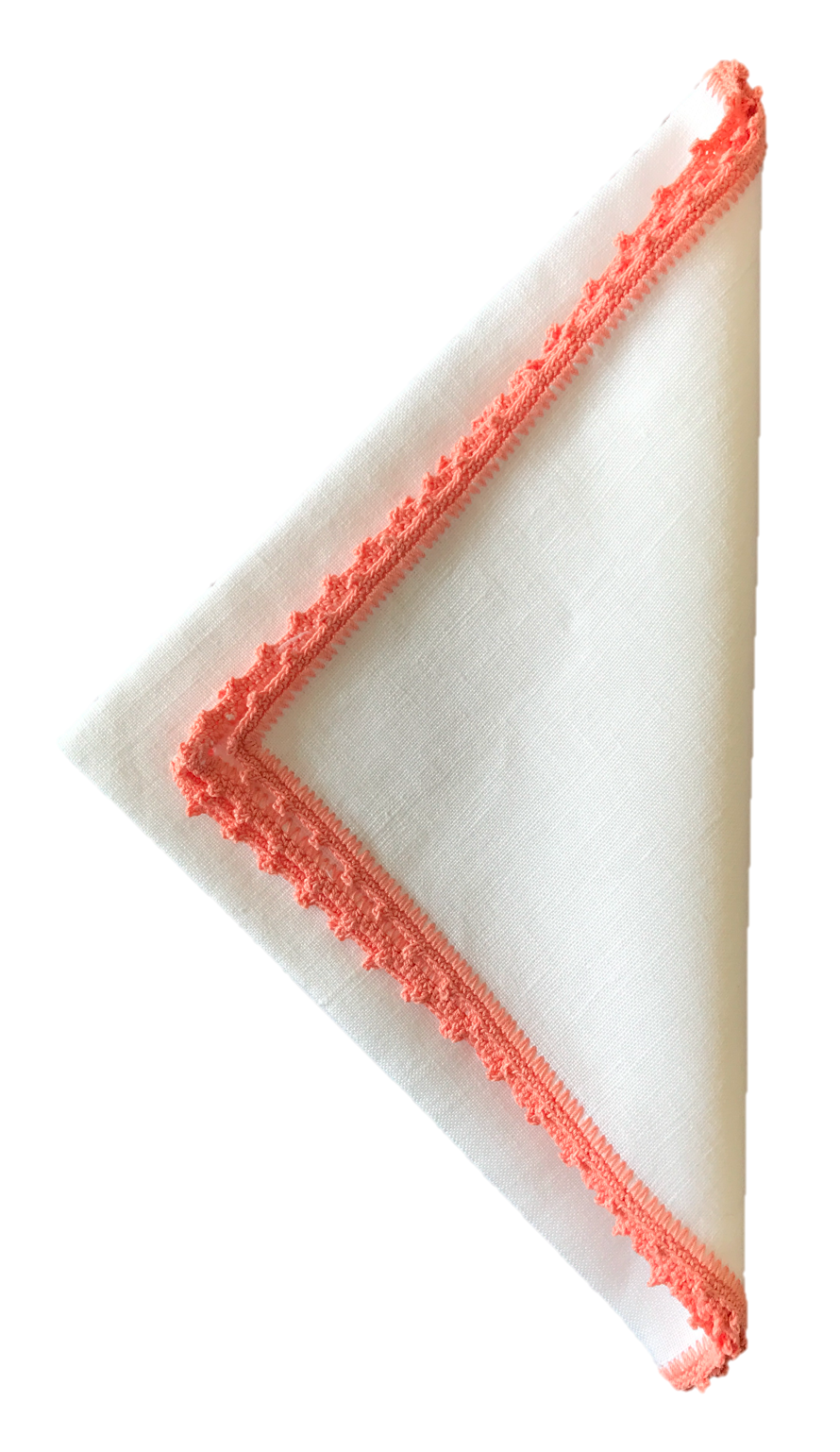 Bella Crochet Edge Dinner Napkins: white
