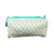 Aqua Leaf Block Print Cosmetic Bag Large