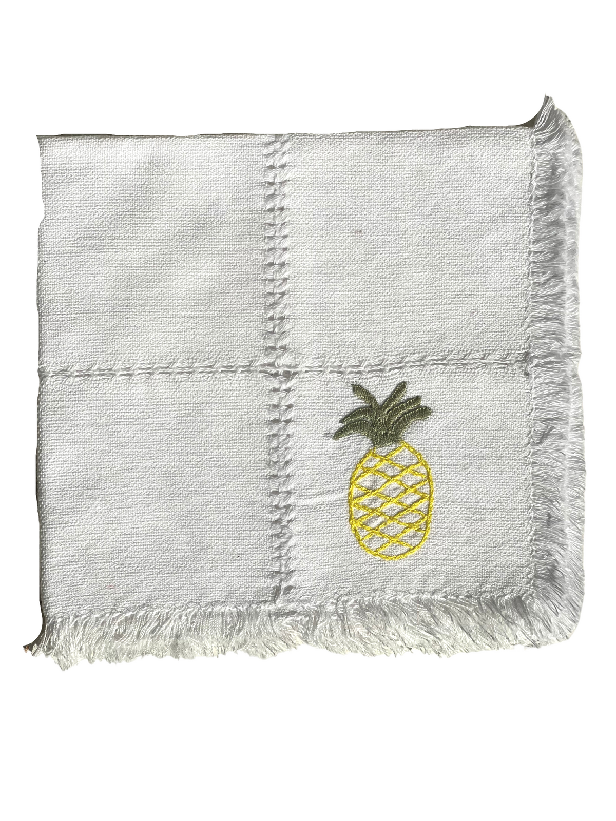 Cotton Dinner Napkin with Hand Stitched Pineapple - Charleston Collection